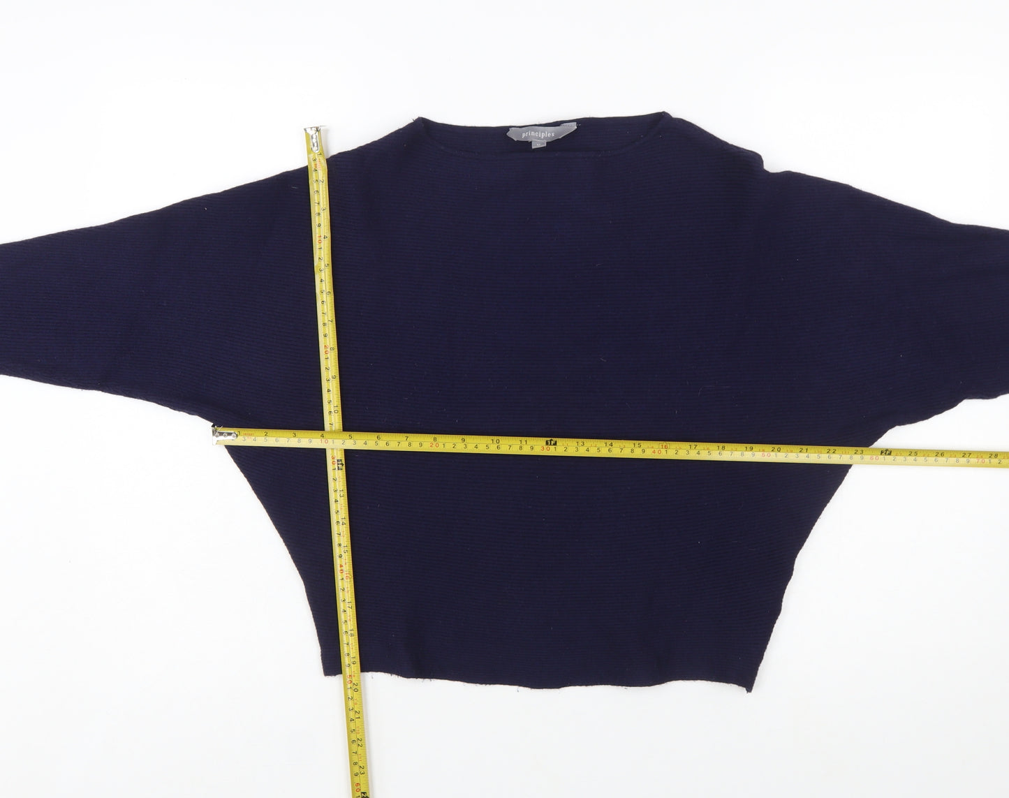 Principles Women Blue Boat Neck Relaxed Fit Knit Jumper M