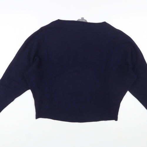Principles Women Blue Boat Neck Relaxed Fit Knit Jumper M