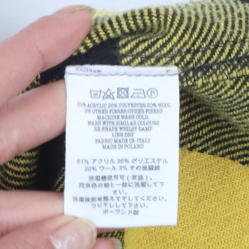 YMC Men's Yellow Black Check Flannel Button-Up Shirt Size M Long Sleeve