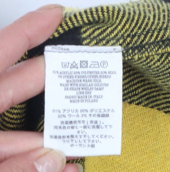 YMC Men's Yellow Black Check Flannel Button-Up Shirt Size M Long Sleeve