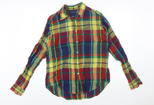 Ralph Lauren Women's Multicoloured Linen Button-Up Shirt Size 10