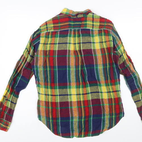 Ralph Lauren Women's Multicoloured Linen Button-Up Shirt Size 10