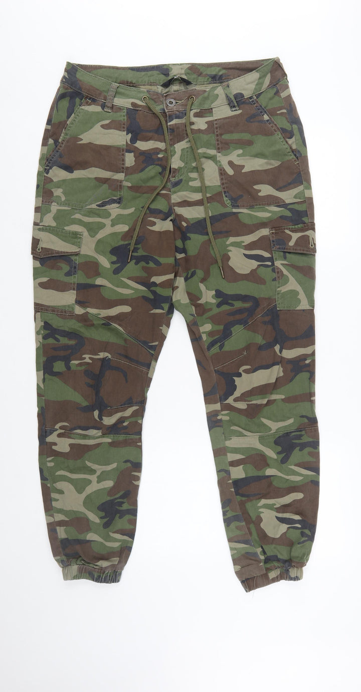 Very Womens Green Camouflage Cargo Trousers Size 14 Tall