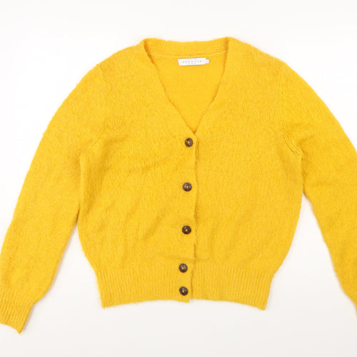 John Lewis Women Yellow V-Neck Cardigan Size 12 Wool Alpaca Blend