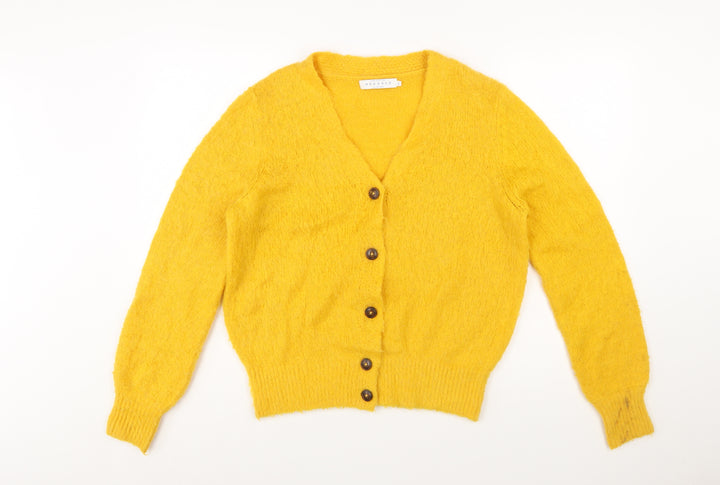 John Lewis Women Yellow V-Neck Cardigan Size 12 Wool Alpaca Blend