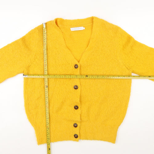 John Lewis Women Yellow V-Neck Cardigan Size 12 Wool Alpaca Blend