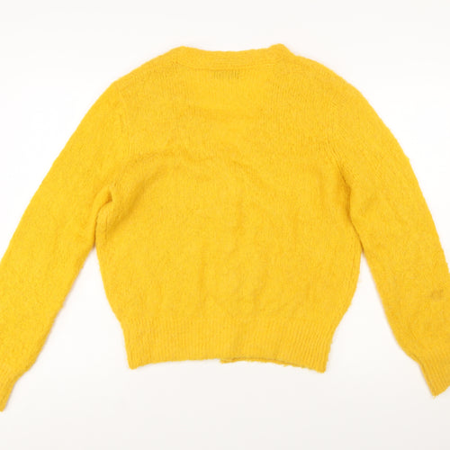 John Lewis Women Yellow V-Neck Cardigan Size 12 Wool Alpaca Blend