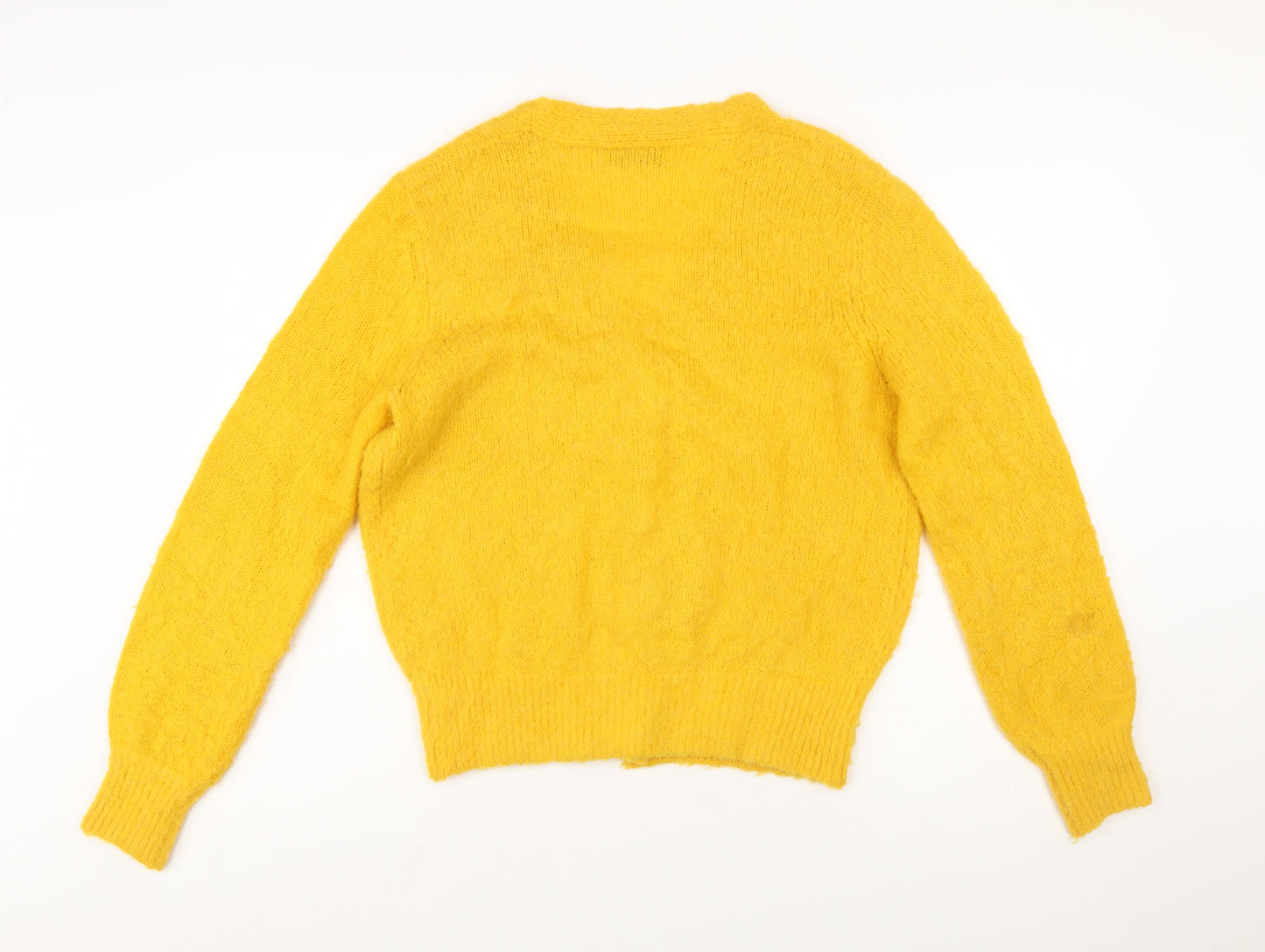 John Lewis Women Yellow V-Neck Cardigan Size 12 Wool Alpaca Blend