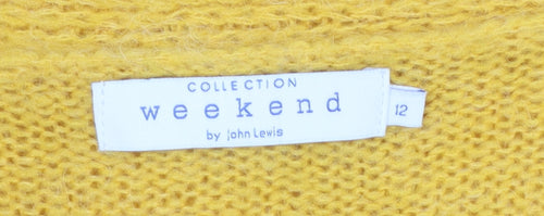 John Lewis Women Yellow V-Neck Cardigan Size 12 Wool Alpaca Blend