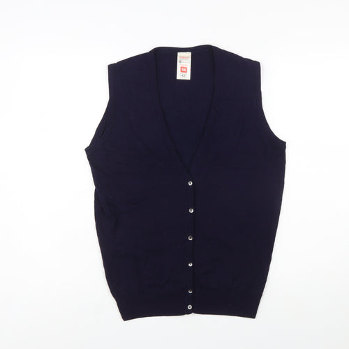 Marks and Spencer Women's Blue Lambswool Sleeveless Cardigan Size 14