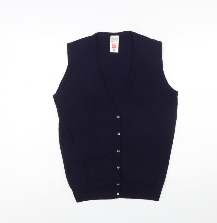 Marks and Spencer Women's Blue Lambswool Sleeveless Cardigan Size 14