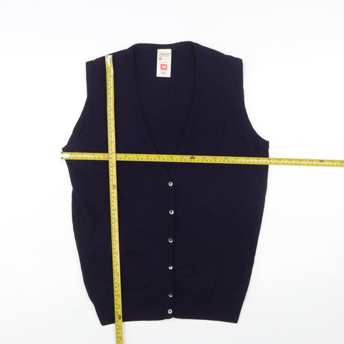 Marks and Spencer Women's Blue Lambswool Sleeveless Cardigan Size 14