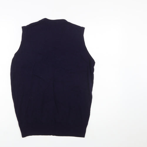 Marks and Spencer Women's Blue Lambswool Sleeveless Cardigan Size 14