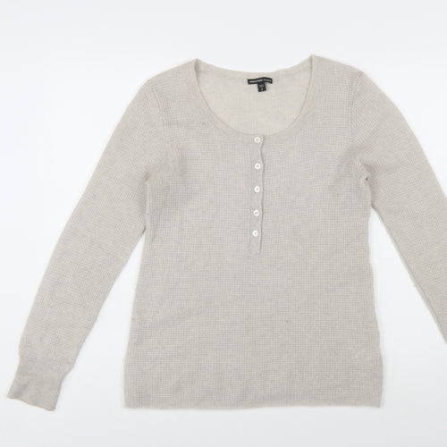 James Perse Women’s Beige Cashmere Henley Jumper Size M