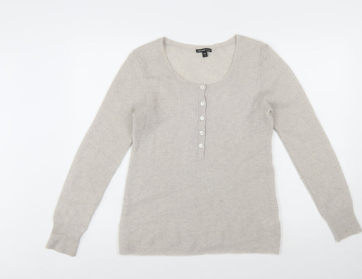 James Perse Women’s Beige Cashmere Henley Jumper Size M