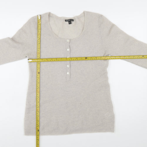 James Perse Women’s Beige Cashmere Henley Jumper Size M