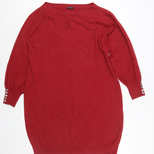 Roman Women Red Size 18 Jumper Dress Knit Long Sleeve