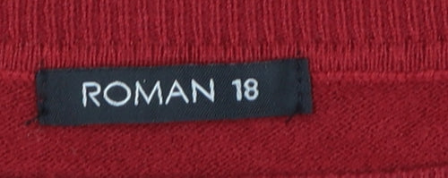 Roman Women Red Size 18 Jumper Dress Knit Long Sleeve