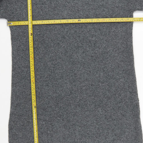 Zara Women Grey Knit High Neck Long Sleeve Shift Dress M
