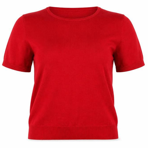 Lands' End Women's Red Short Sleeve Cotton Knit Jumper L Petite