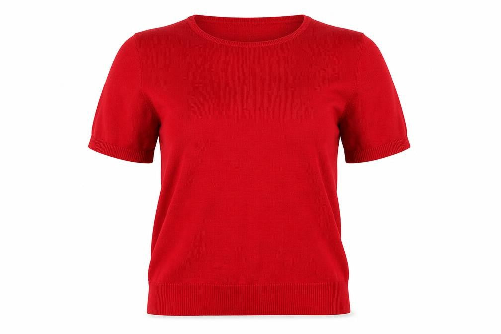 Lands' End Women's Red Short Sleeve Cotton Knit Jumper L Petite