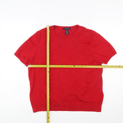 Lands' End Women's Red Short Sleeve Cotton Knit Jumper L Petite