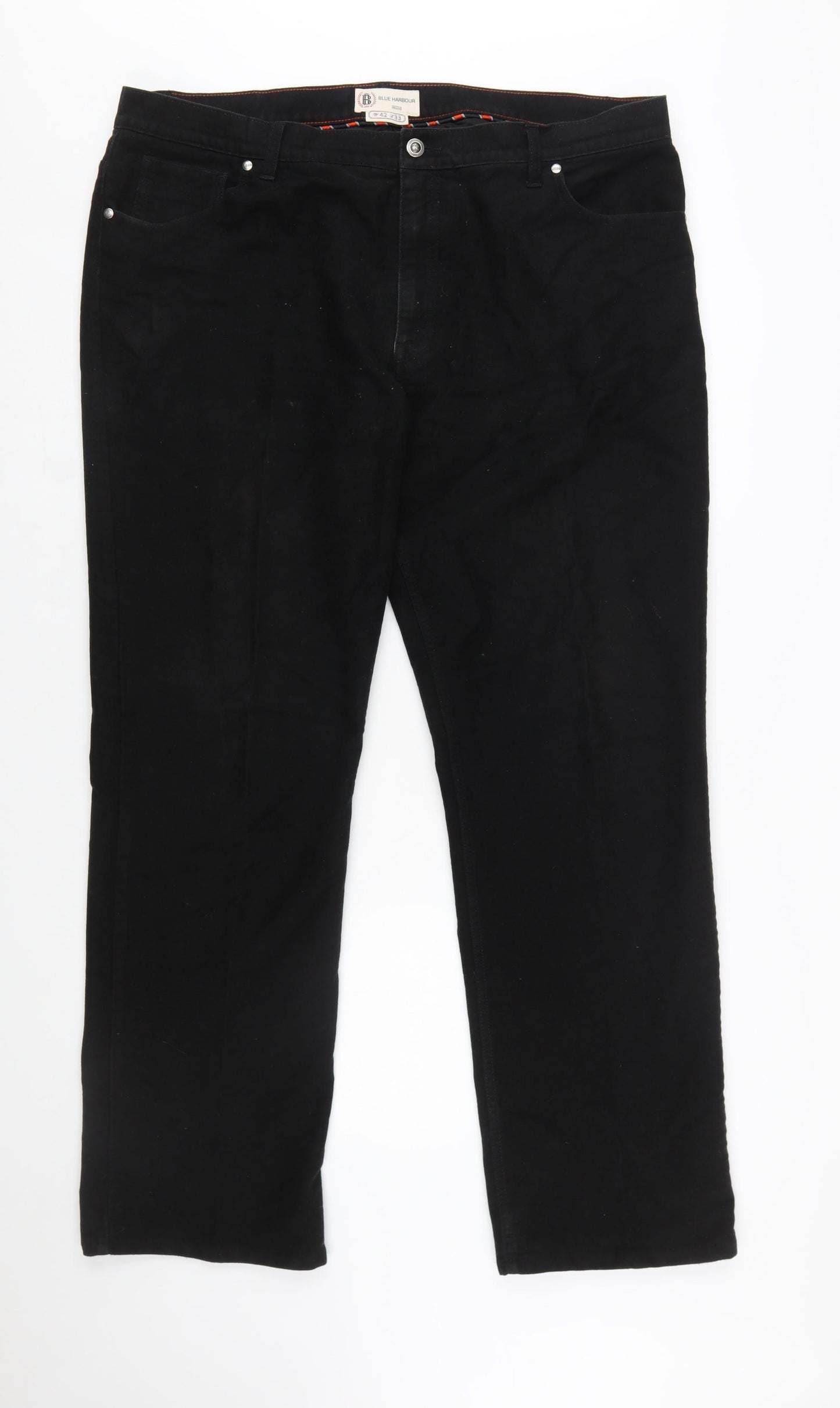 Marks and Spencer Blue Harbour Men's Black Straight Jeans 42W 33L Regular Fit