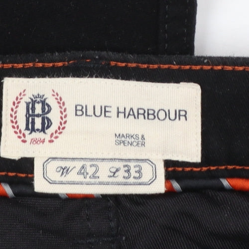 Marks and Spencer Blue Harbour Men's Black Straight Jeans 42W 33L Regular Fit