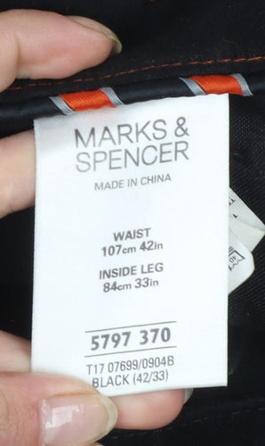 Marks and Spencer Blue Harbour Men's Black Straight Jeans 42W 33L Regular Fit