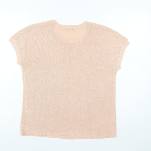 BHS Women Beige Short Sleeve Knit Pullover Jumper Size 12