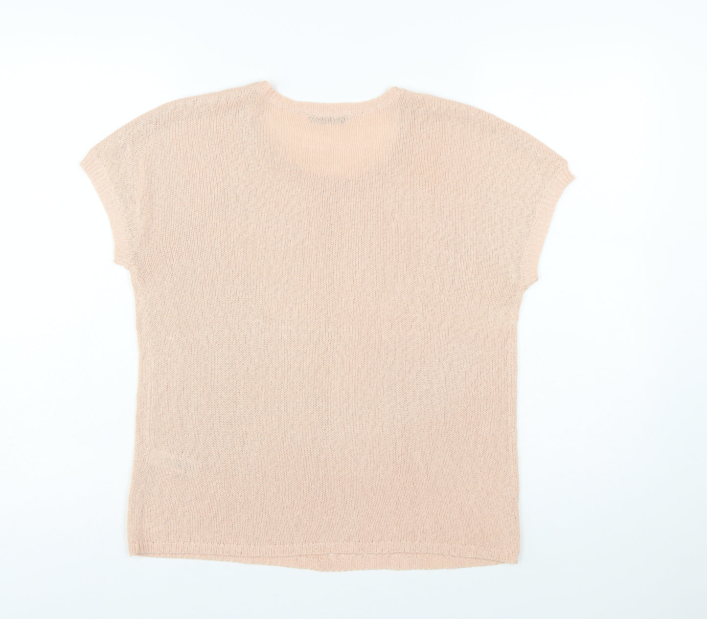 BHS Women Beige Short Sleeve Knit Pullover Jumper Size 12