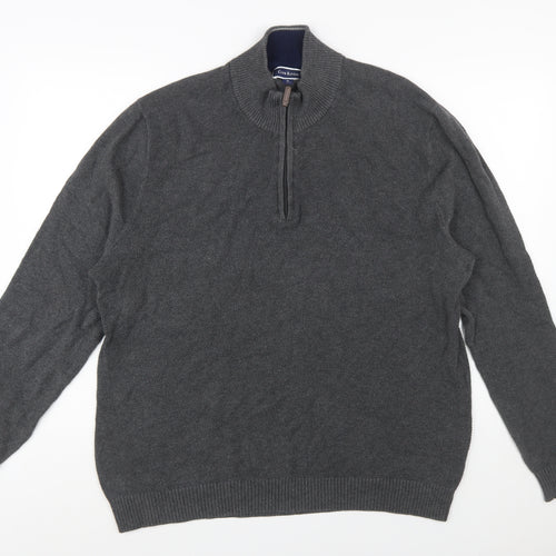 Club Room Men's Grey Cotton 1/2 Zip Jumper XL