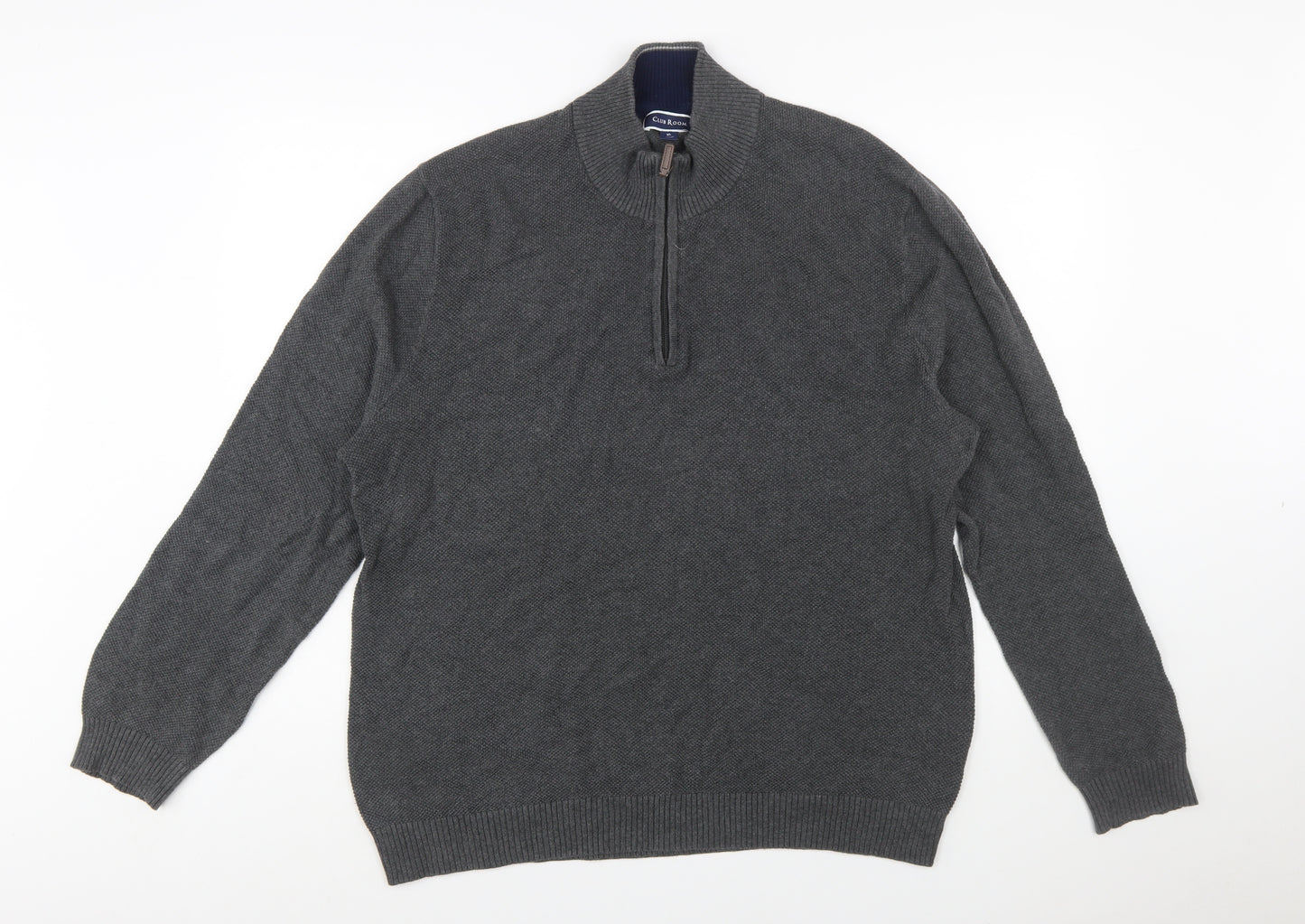 Club Room Men's Grey Cotton 1/2 Zip Jumper XL