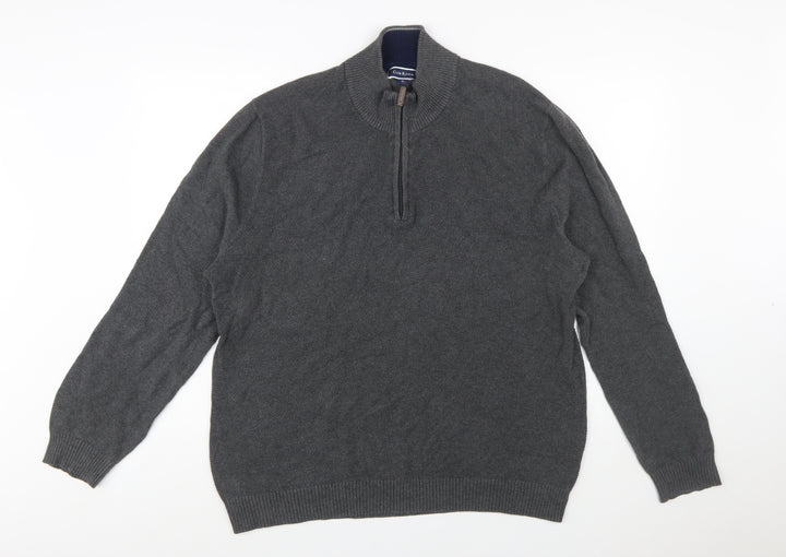 Club Room Men's Grey Cotton 1/2 Zip Jumper XL