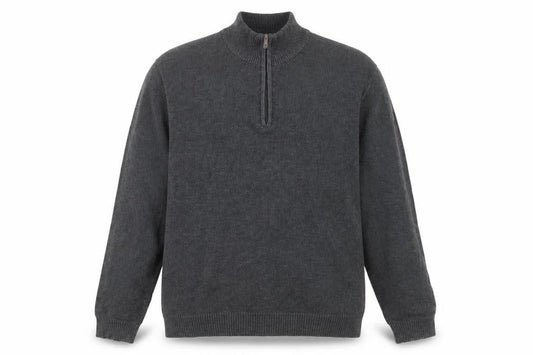 Front view of Club Room Men's Grey Cotton 1/2 Zip Jumper XL