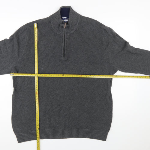 Club Room Men's Grey Cotton 1/2 Zip Jumper XL