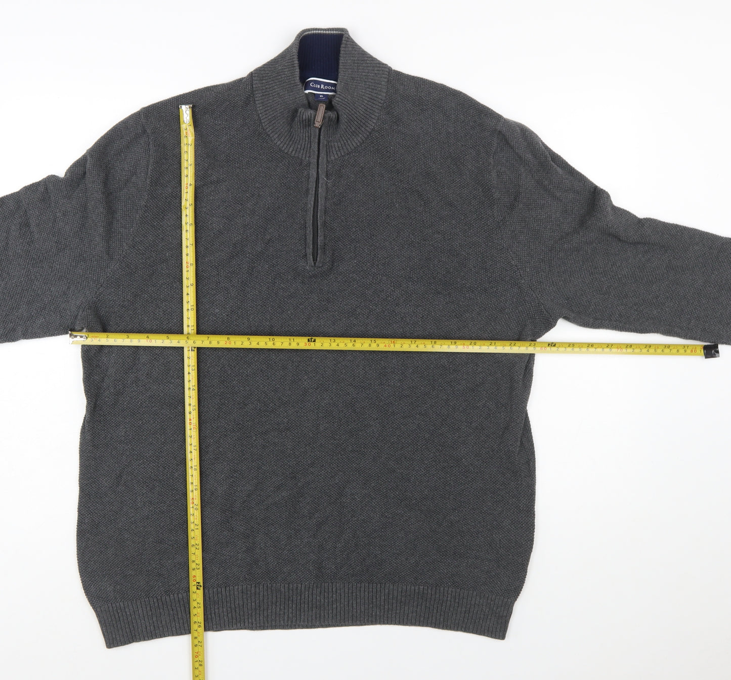 Club Room Men's Grey Cotton 1/2 Zip Jumper XL