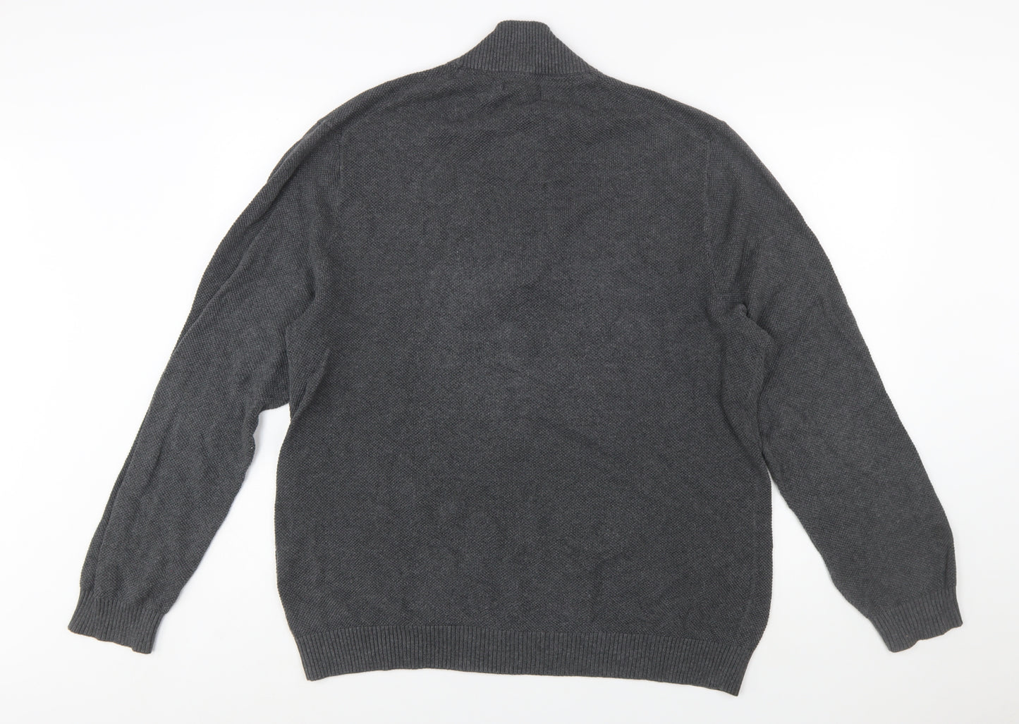 Club Room Men's Grey Cotton 1/2 Zip Jumper XL