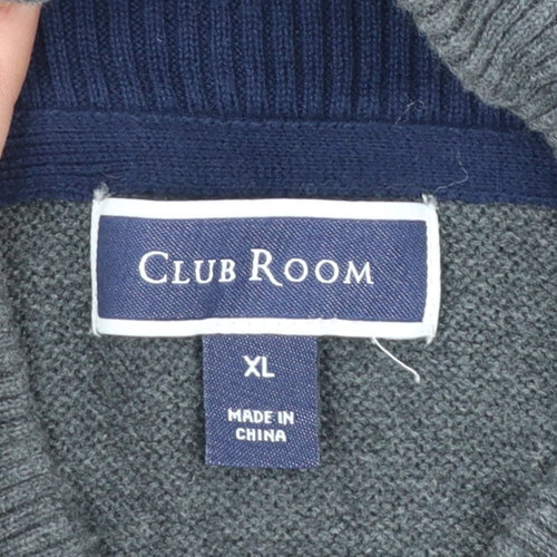 Club Room Men's Grey Cotton 1/2 Zip Jumper XL