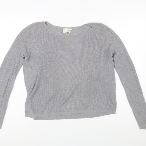 American Vintage Womens Grey Cotton Scoop Neck Jumper Size S