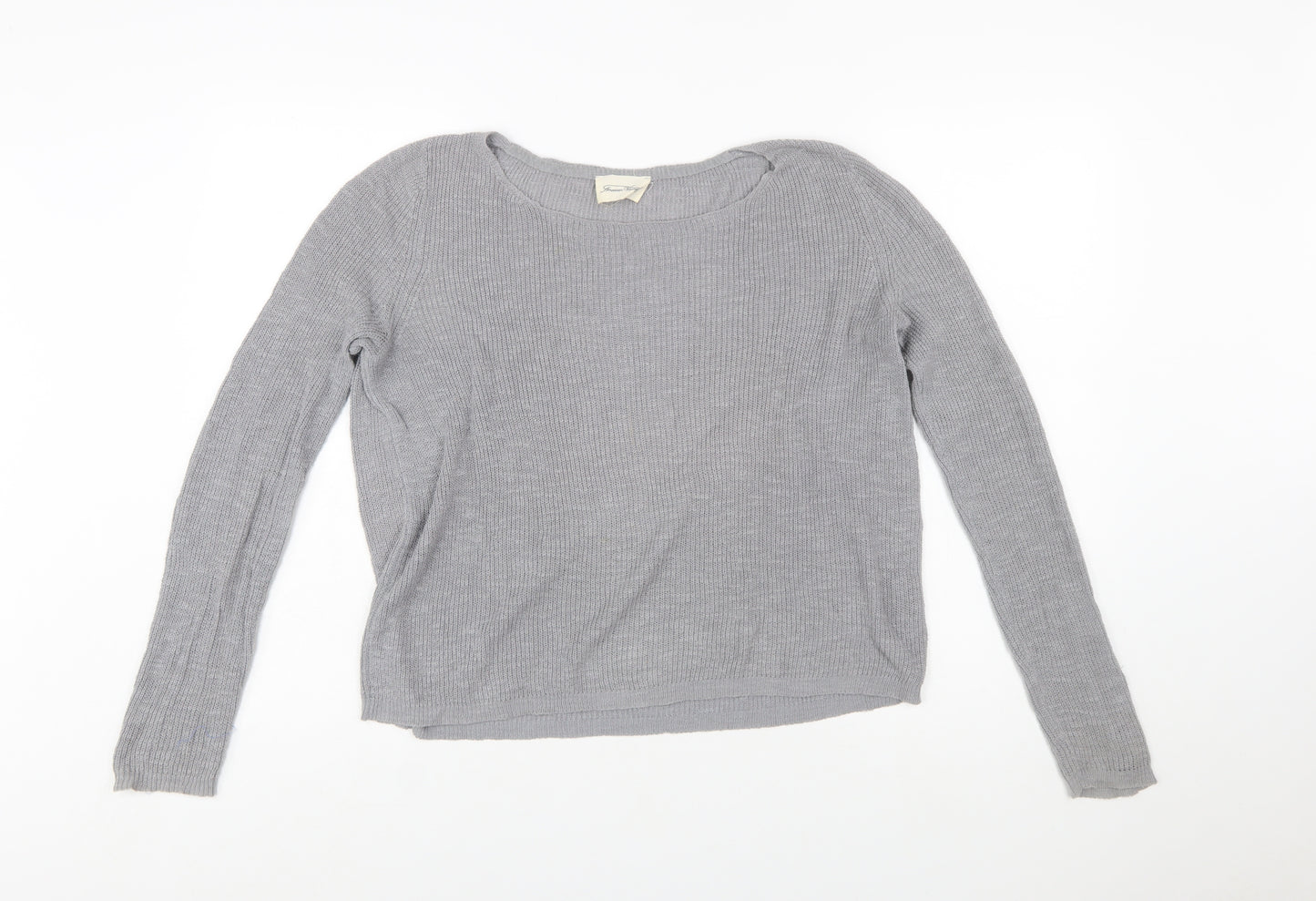 American Vintage Womens Grey Cotton Scoop Neck Jumper Size S