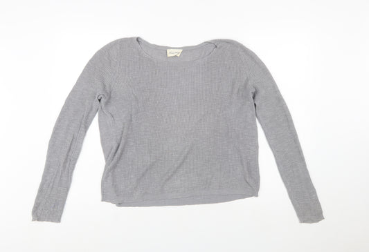 American Vintage Womens Grey Cotton Scoop Neck Jumper Size S