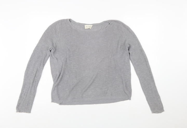 American Vintage Womens Grey Cotton Scoop Neck Jumper Size S