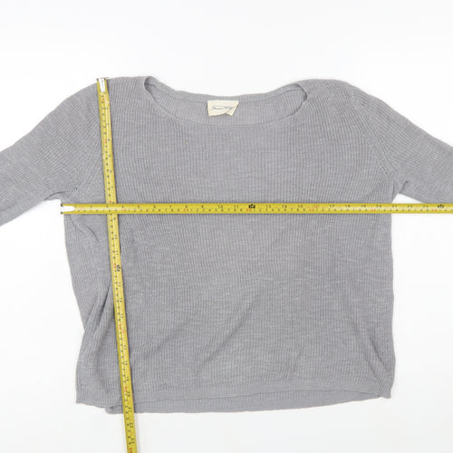 American Vintage Womens Grey Cotton Scoop Neck Jumper Size S