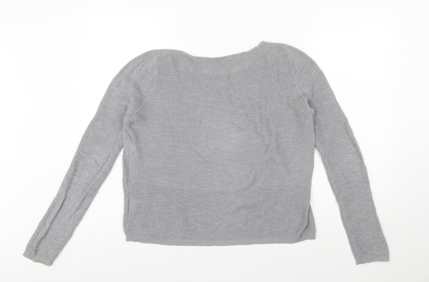 American Vintage Womens Grey Cotton Scoop Neck Jumper Size S