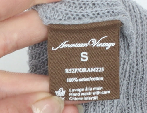 American Vintage Womens Grey Cotton Scoop Neck Jumper Size S
