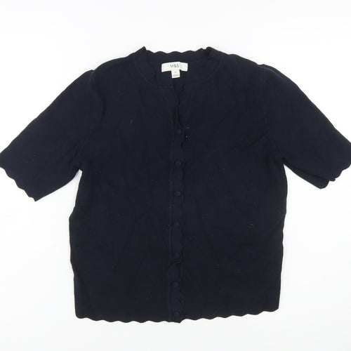 Marks and Spencer Women’s Blue Short Sleeve Button Cardigan M