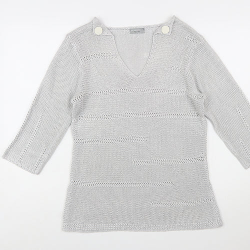 Marks and Spencer Per Una Women’s Grey L V-Neck Knit Jumper