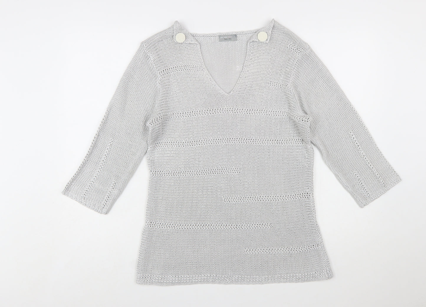Marks and Spencer Per Una Women’s Grey L V-Neck Knit Jumper