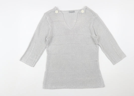 Marks and Spencer Per Una Women’s Grey L V-Neck Knit Jumper